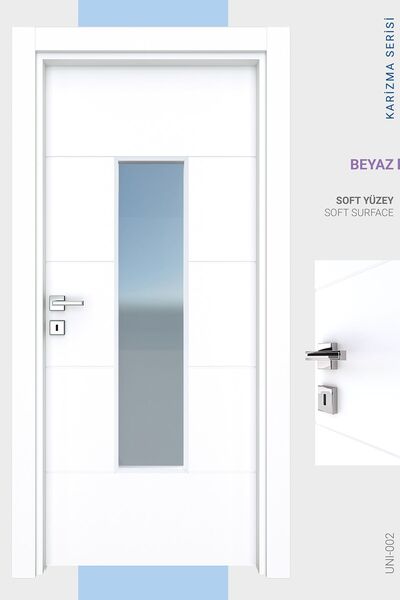 ALO KAPI MELAMİN KARİZMA İKİ CAMLI ODA KAPISI, BEYAZ, 86/204/14-17 CM