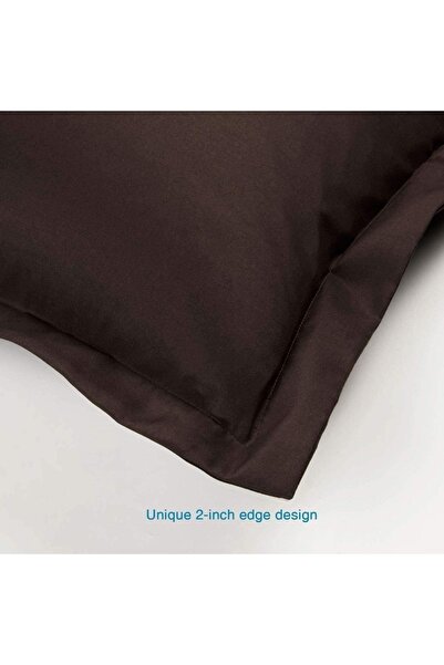 EVYA Μαλακή υφή Φιλική προς το δέρμα 100% Βαμβακερή Καφέ Μαξιλαροθήκη με Φλάντζα 50x70 cm 2 Τεμάχια Διακοσμητική