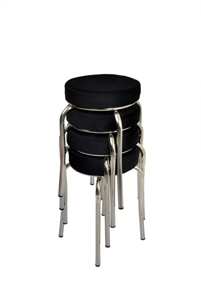 ekipmetal Tabure 4'lü Baby Face Kumaş Siyah ( Monteli Gönderim )