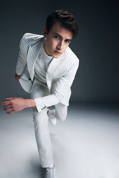 Hatemoğlu Linen Slim Fit Striped Double Breasted Suit - White