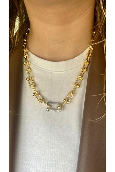 TAKIMOON قلادة تيفاني فضية بتفاصيل حجرية