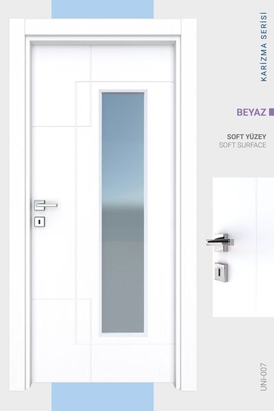 ALO KAPI MELAMİN KARİZMA YEDİ CAMLI ODA KAPISI, BEYAZ, 76/204/9-13 CM