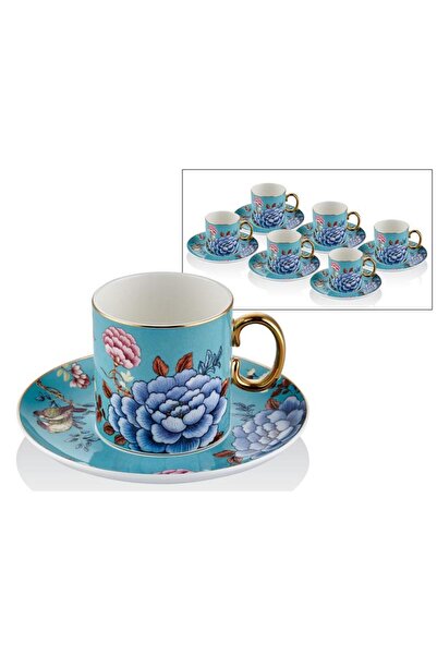 Joy Carmen Lamedore Floral Blue 6 Parça Çay Fincan Seti 1lın-tc063