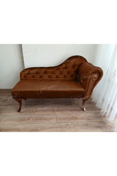 aldagelsin Ters Kol Dekoratif Bihter Koltuk Josefin Puf 110 cm Ceviz Ayak