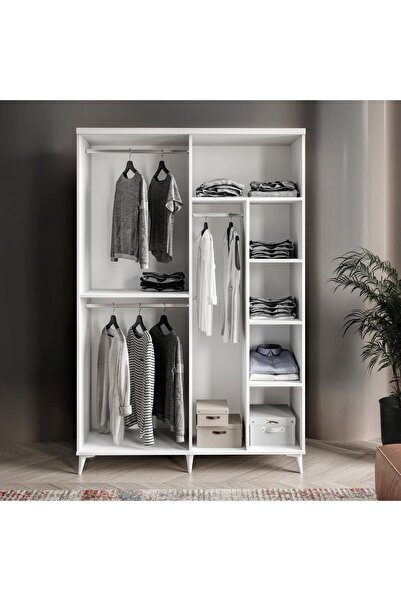 GuneyStore Ücretsiz Montaj Komple Mdf Oslo 4 Kapaklı Beyaz Gardırop