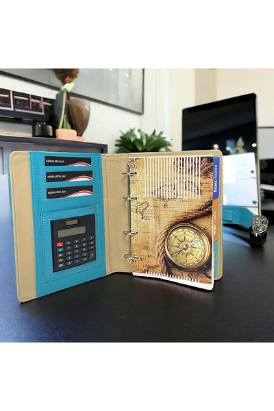Kerem ofis Thermo Leather Lined Organizer - Timeless Agenda with Calculator, Undated Notebook