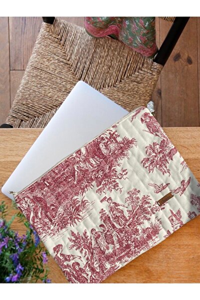 the chanta Macbook Air Pro 16” 15,6 Inç Uyumlu Notebook Toile De Jouy Desenli...