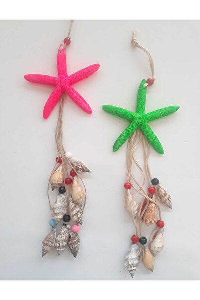 Seashell Jute Drawstring Wall Garden Balcony Terrace Ornament Set with 2 Starfish Figures