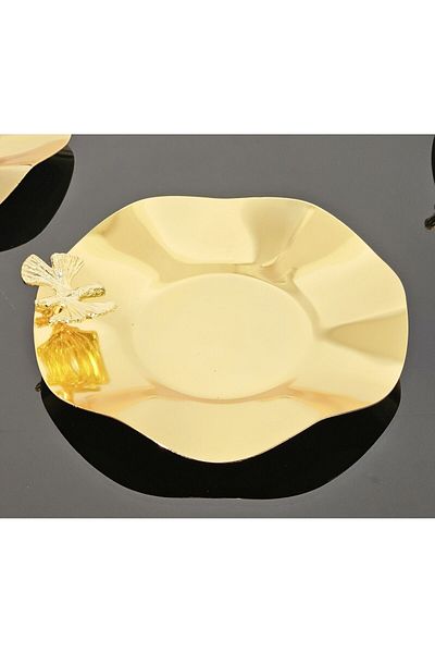 atabey home collection طبق شاي معدني مكون من 6 قطع - طبق فاخر على شكل فراشة مصبوبة