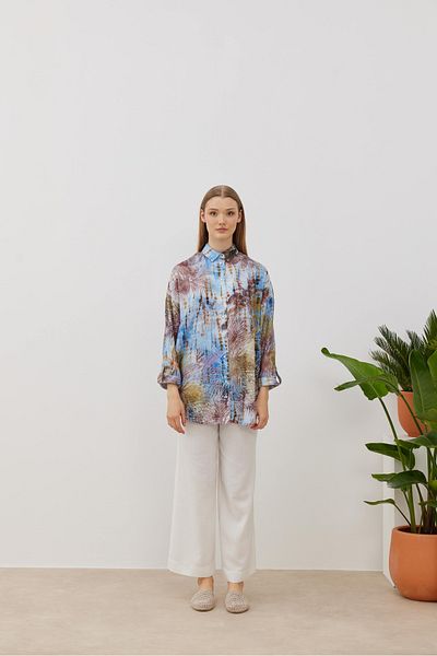 NUR KALAY COLLECTION Linen Tunic - Patterned Design