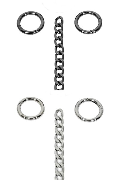 Nildenhobim Set de lanțuri pentru geantă de culoare antracit și argintiu cu i...