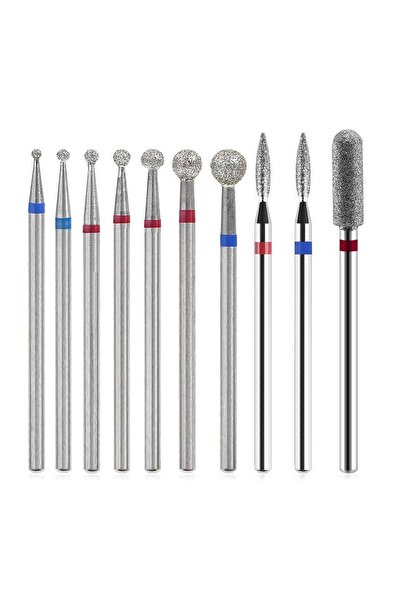 Full Beauty مجموعة لقم مطحنة الماس لآلة الملفات مكونة من 10 مبرد أظافر