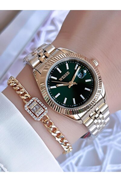 Wesse ساعة يد Elite 30Mt مقاومة للماء ومضادة للتشويه بسوار فولاذي ملون وسوار ...