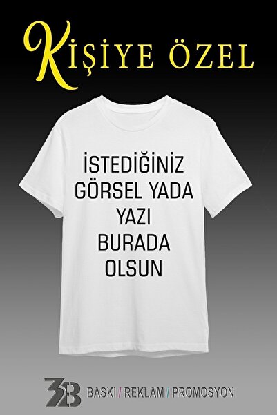 3B BASKI REKLAM PROMOSYON KİŞİYE ÖZEL BASKILI BEYAZ T-SHIRT-TİŞÖRT