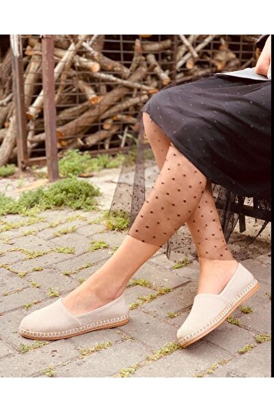 ESER Kadın Babet Espadril Bej Keten Günlük Ayakkabı