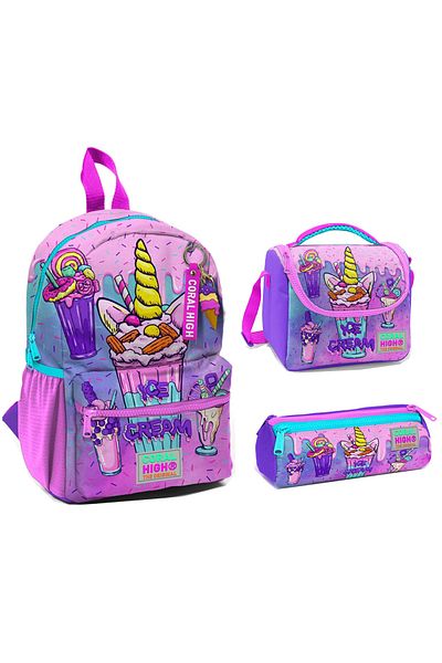 Yaygan Coral High 23549 - Kindergarten Backpack and Lunchbox Set of 3