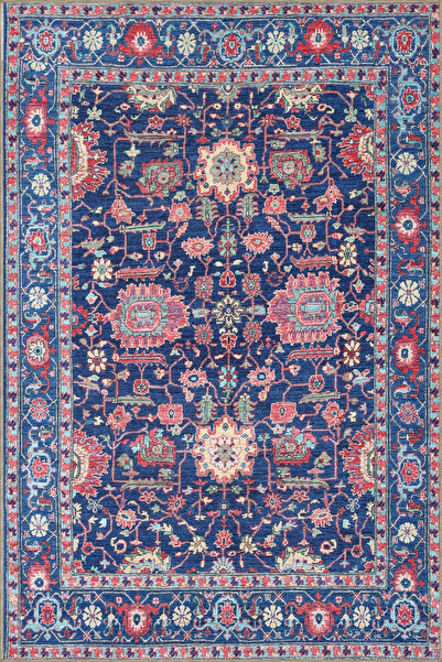 Rugs Modern Halı Mor Çiçekli Geometrik Temalı Desenli Dokuma Taban Halı ve Yı...