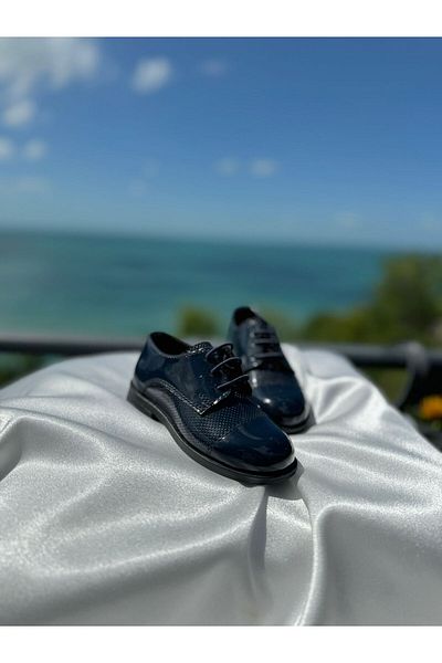 PATİK BEBE Black Patent Leather Classic Shoes - Lace-up