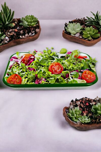 İnci Emaye No 28 Enamel Rectangle Plate Dish Breakfast Camping Picnic