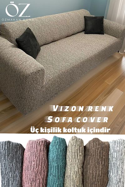 ÖZMAKAN Κάλυμμα καναπέ ζακάρ 3 θέσεων και κάλυμμα καναπέ-κρεβάτι - Mink (Περιεχόμενο προϊόντος 1 Τεμάχιο)
