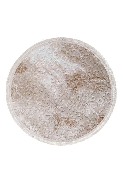 Dijidekor Covor rotund negru cu franjuri Deluxe - Model nou reliefat 150x150