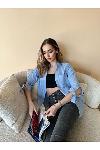 BAJAR KOLLARI BAĞLAMALI KETEN GÖMLEK