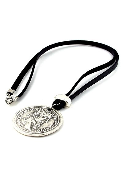 Solfera Dionysos High Waist Black Leather Men's Necklace - Q0585