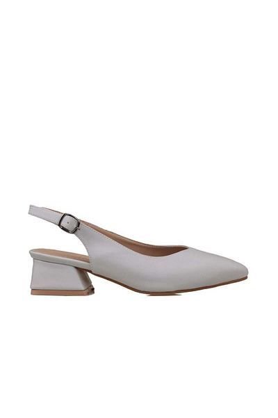 Trend Adımlar Women's Gray Satin Glow - Pointed Toe Open Back Shoes