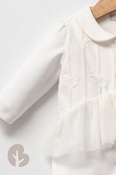 Cassiope Baby Girl Magnolia Jumpsuit with Booties - 2-3-6 Months - Ecru