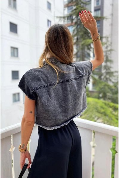 Lady Pixie Staple Embroidered Denim Vest