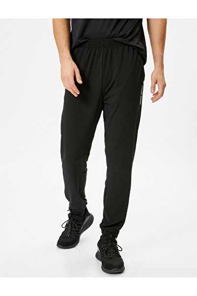 Koton Jogger Sweatpants Slogan Printed Elastic Waist Pocket