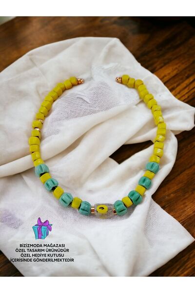 bizizmoda Bodrum Glass Bead Serenay Glass Necklace Evil Eye Bead Necklace