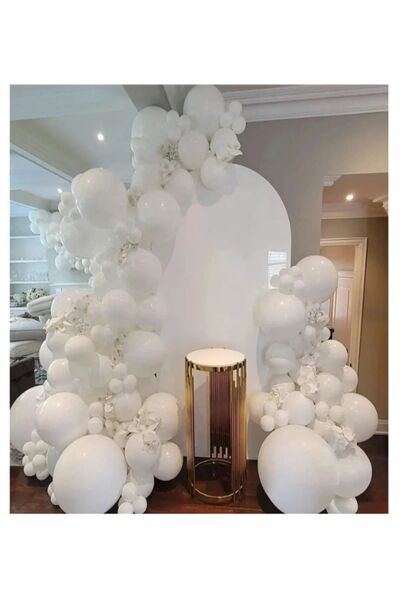 20 Adet Metalik Beyaz Balon Set