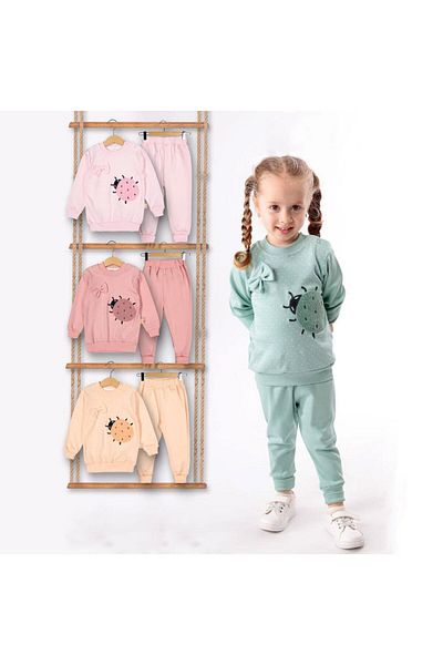 SVNCButik Pink Girl Set - Ladybug, Süzene Polka Dots and Bow Detail