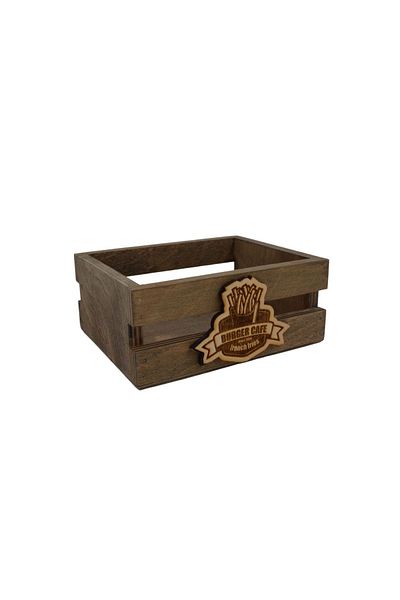 t tun's woods Natural Beech Wood - 16cm X 13cm Width, 7cm Height French Fries Presentation Case