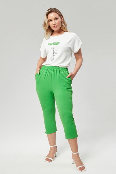 xlargebutik طقم ملابس مقاس كبير مطبوع باللون الأخضر