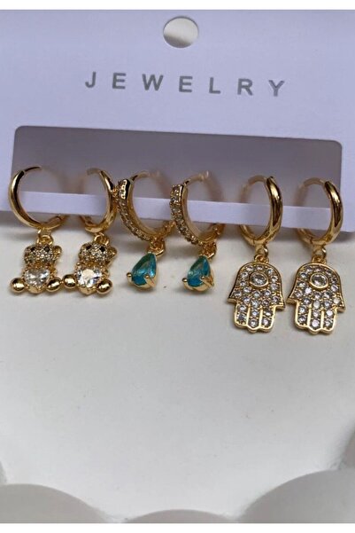 Accessories 6lı Set Figürlü Zirkon Taşlı Kaplama Küpe