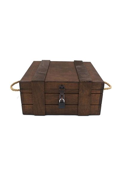 t tun's woods Wooden Box with Square Padlock Gift Handmade 27cm X 27cm Depth 12cm