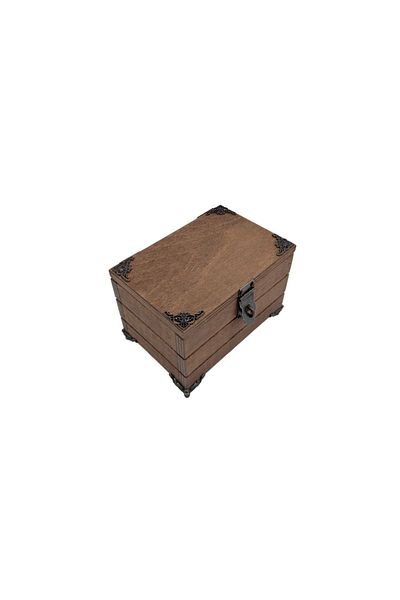 t tun's woods Rustic Mini Wooden Box 15X10 cm Metal Leg Decorated Tarot Storage Box with Padlock Gift