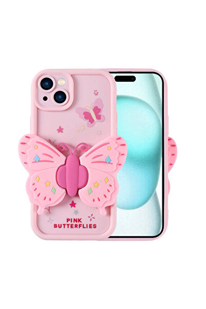 Nezih Case İphone 15 Kapak Kamera Korumalı Standlı 3D Figürlü Yumuşak Silikon...