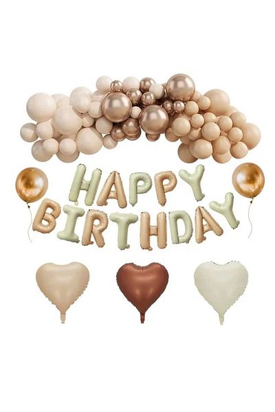 DÜVENCİ TİCARET RETRO SOFT COLOR BIRTHDAY SET - Balloon Chain and Ornament