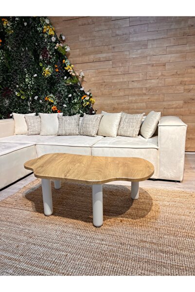 ERİZA Bulut, Ceviz ve Beyaz Modern Dekoratif Orta Sehpa