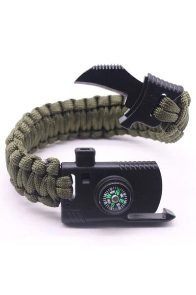 hobi outdoor Paracord Survival Bileklik Bıçak Pusula Ateş Başlatıcı Magnezyum...