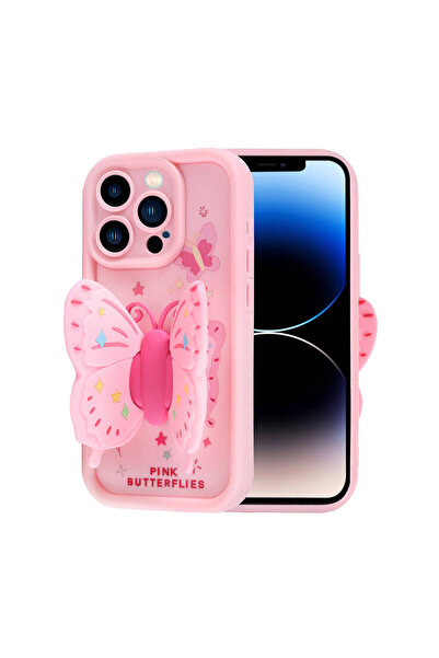 Rivor Apple iPhone 14 Pro Max Uyumlu Kılıf Kamera Korumalı Kelebek Figürlü Yu...