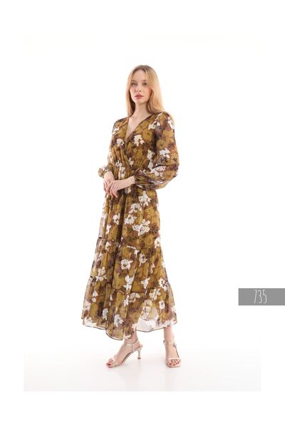 Miss Allos Довга сукня-сифон з квітковою підкладкою