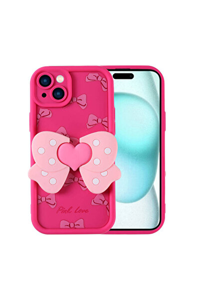 Nezih Case İphone 15 Kapak Kamera Korumalı Standlı 3D Figürlü Yumuşak Silikon...