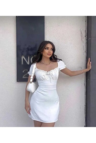 pier moda Mini Dress with Aerobin Fabric and Lining - Chest Pleated, Tie-up, for Graduation, Birthday and Party