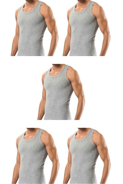marufshop Ανδρικό εσώρουχο 5 τεμαχίων Slim Fit, χτενισμένο βαμβακερό Lycra Athlete (Rambo Singlet)