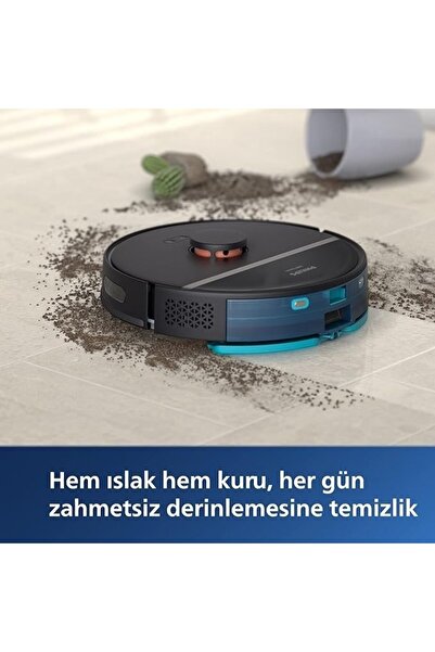 Philips Akıllı Robot Süpürge Halı ve Düz Zemin Islak ve Kuru 4000Pa YüksekEmi...