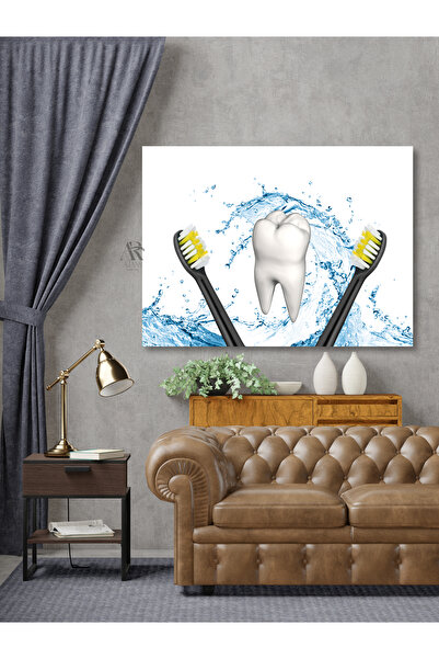 AR AJANS KANVAS TABLO Tooth Design Brushes Decorative Canvas Painting